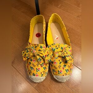 Yellow Floral Espadrille Flats